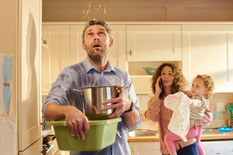 Family With Dripping Ceiling